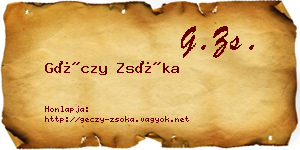 Géczy Zsóka névjegykártya